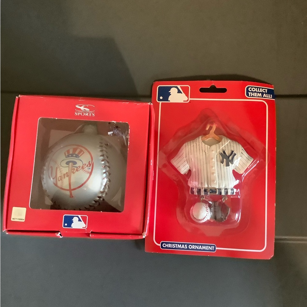 New York Yankees SC Sports And Kurt S. Adler Vintage Christmas Ornament Lot